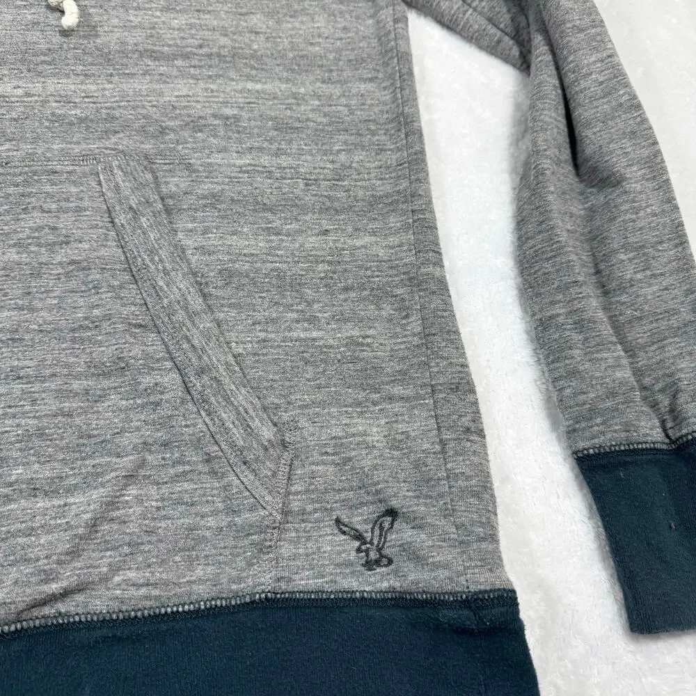 American Eagle Outfitters Classic Fit Men's S Hoodie Two Tone Pullover Blue/Gray